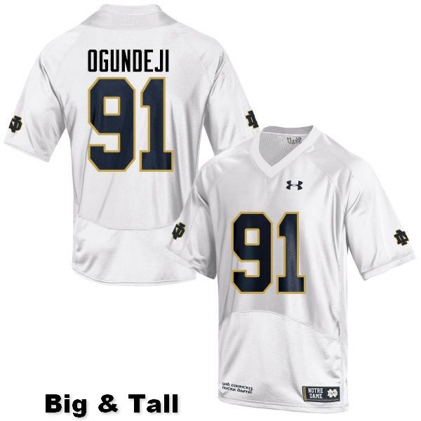 Men's NCAA Notre Dame Fighting Irish #91 Adetokunbo Ogundeji Stitched College Under Armour Authentic White Big & Tall Football Jersey XP10Y60ML